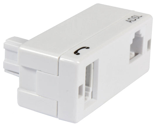 ADSL filter adaptor by Power Plus, white plastic telephone accessory