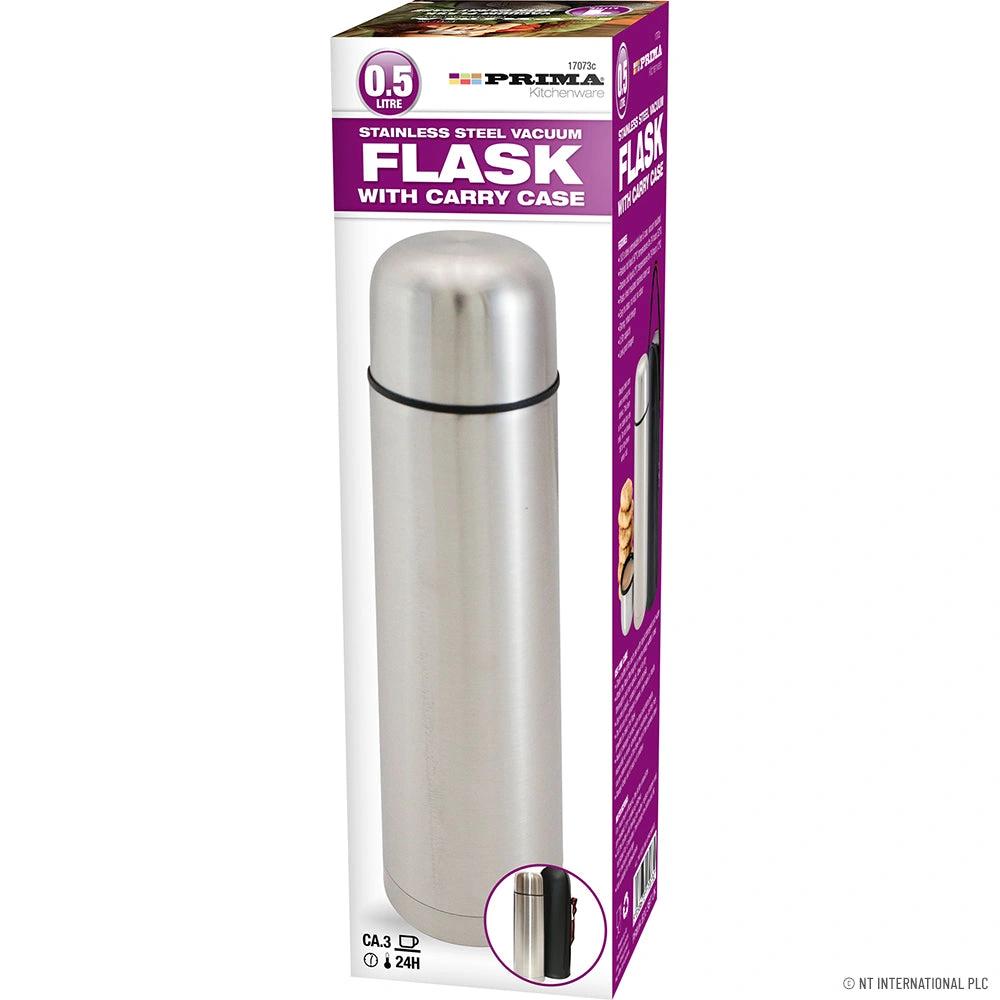 Stainless steel vacuum flask 0.5 L Knight with carry case