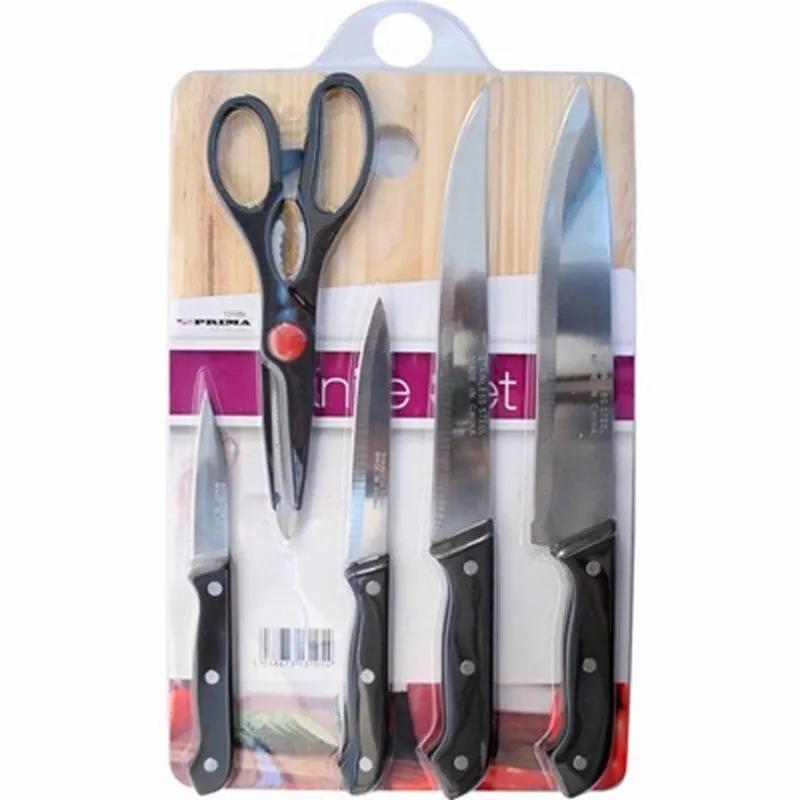 Kitchen Knife Set 6-Piece by Prima with 4 knives, scissors and chopping board.