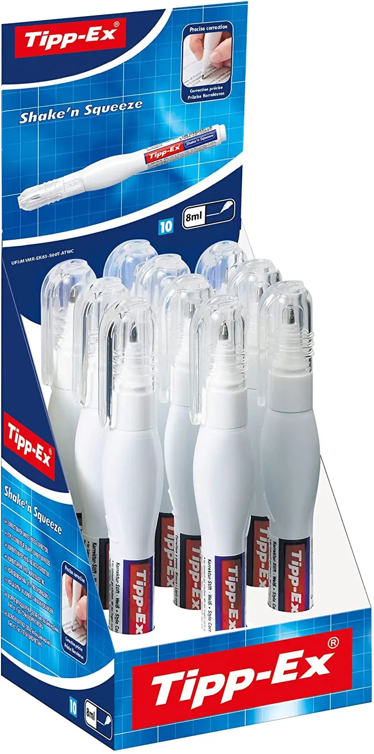 TIPPEX Shake'n Squeeze display – 10 correction fluids by Tipp-Ex, 8ml bottles