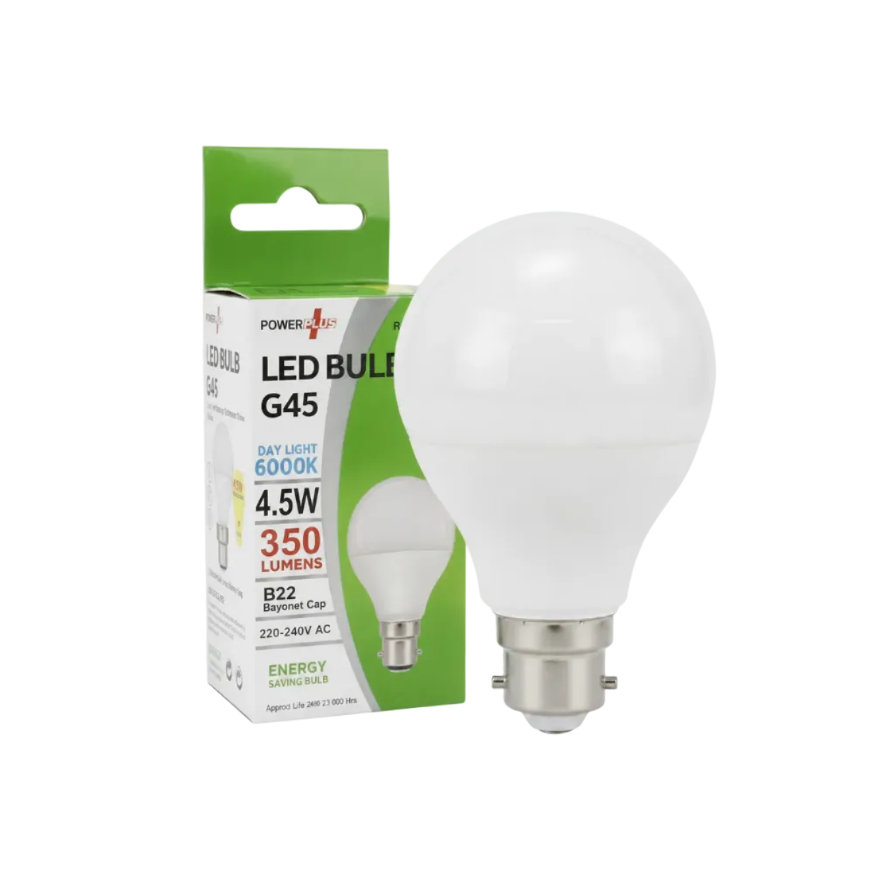 PowerPlus LED Bulb G45 B22 Bayonet Cap, 4.5W, 6000K daylight