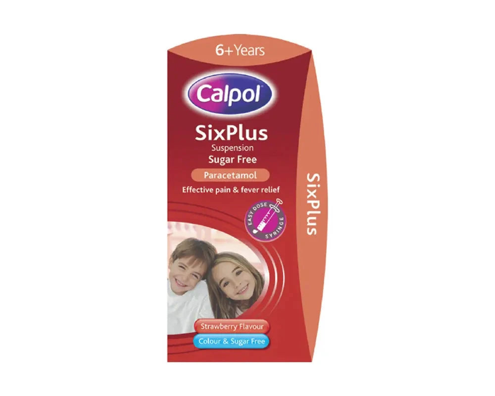 Calpol SixPlus Suspension Sugar Free Strawberry Flavour 6+ Years 80ml (Pack of 6) by Calpol