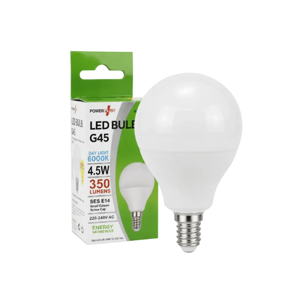 PowerPlus SES E14 LED Bulb G45, 4.5W, Daylight 6000K