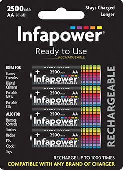 Infapower AA rechargeable batteries B4, 4-pack, 2500mAh Ni-MH by Lloytron