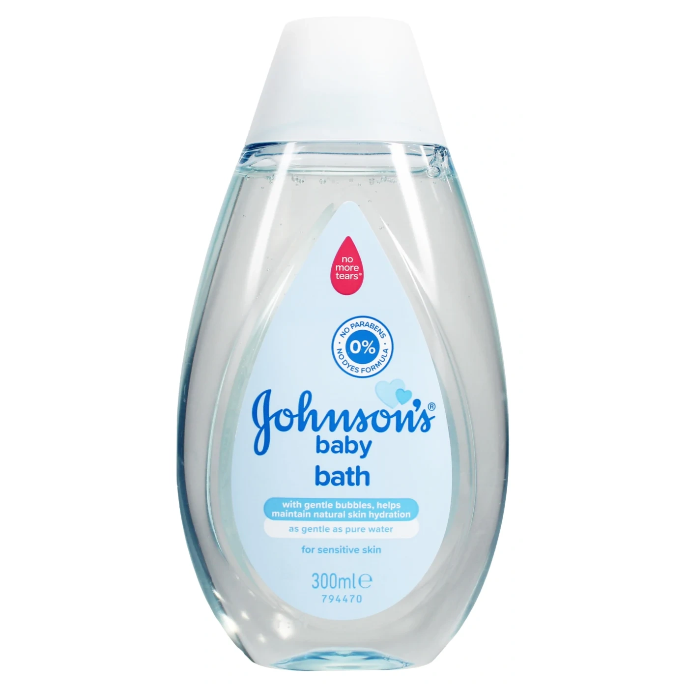 Johnson's baby bath bottle, clear bottle with blue label, 300 ml