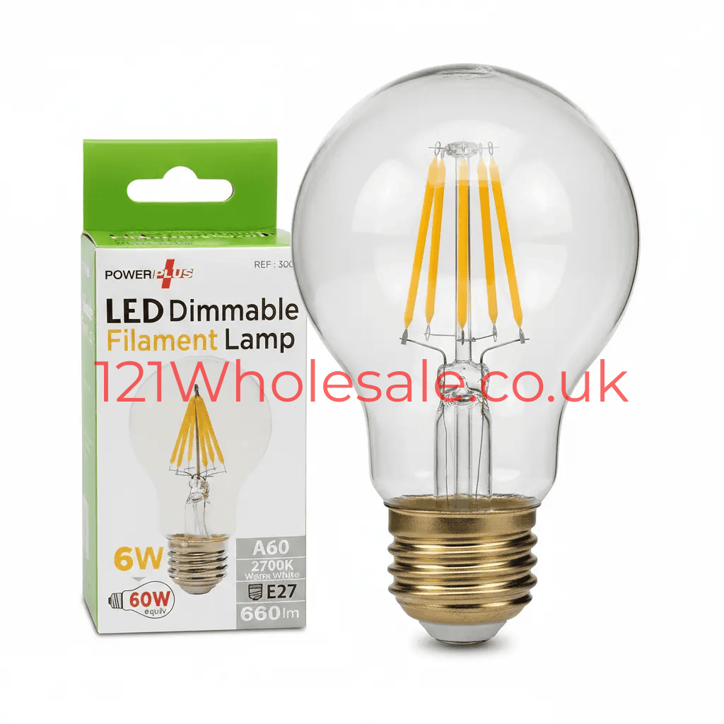 PowerPlus GLS ES E27 LED Filament Bulb, 6W, 2700K warm white, with box