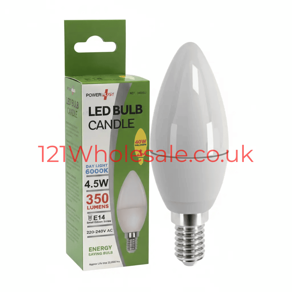 PowerPlus LED Candle Bulb E14 4.5W, cool white 6000K, 350lm with box