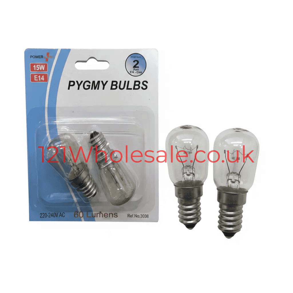 Pygmy Bulbs SES 15W bulb, 2 pack, clear glass with E14 base
