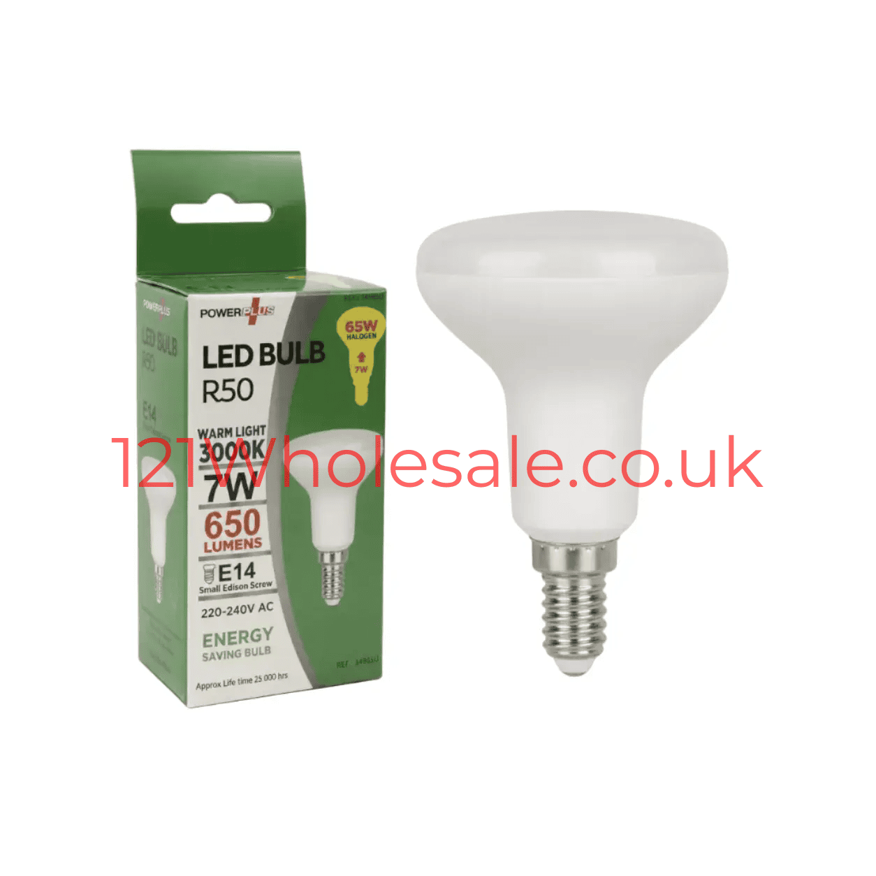 R50 LED Bulb, Power Plus, E14 SES, 7W, warm white 3000K, 650 lm; 12-pack