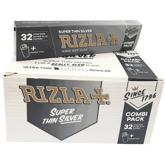 RIZLA COMBI PACK KING SIZE SILVER PAPERS &TIPS (Pack Size: 24 by Rizla