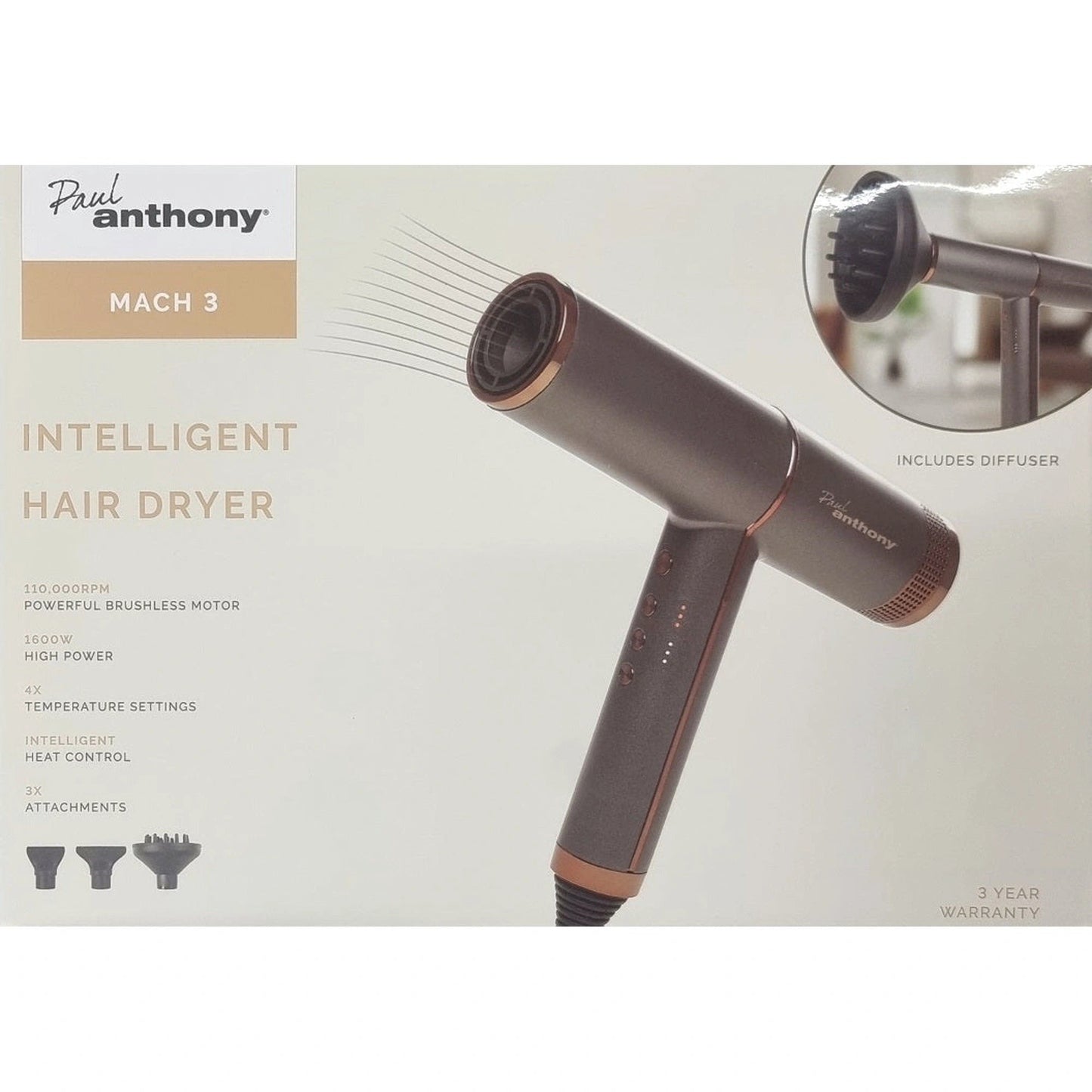Paul Anthony Intelligent Hair Dryer 1800w by Paul