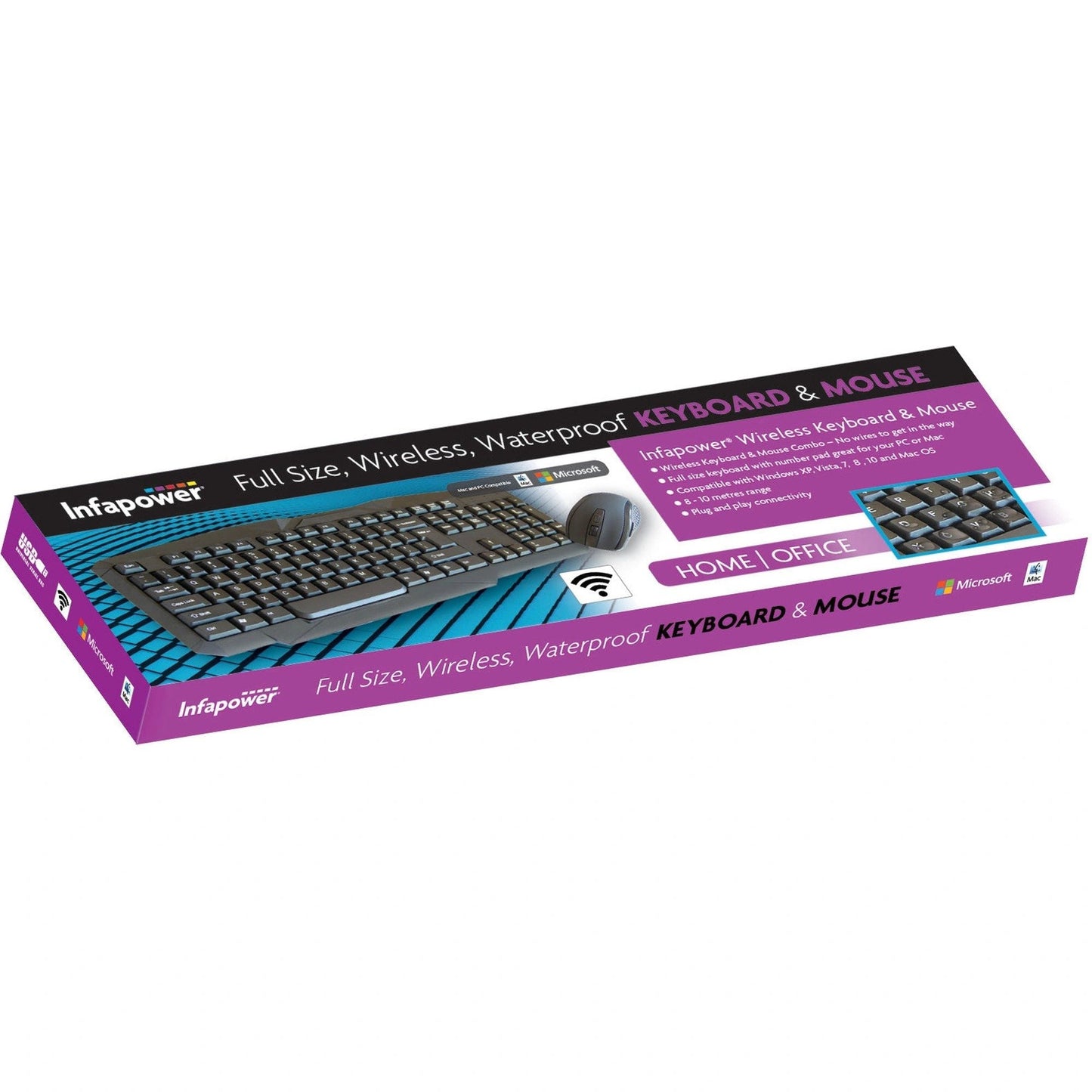 Wireless Waterproof Keyboard & Mouse Combo pack by Infapower