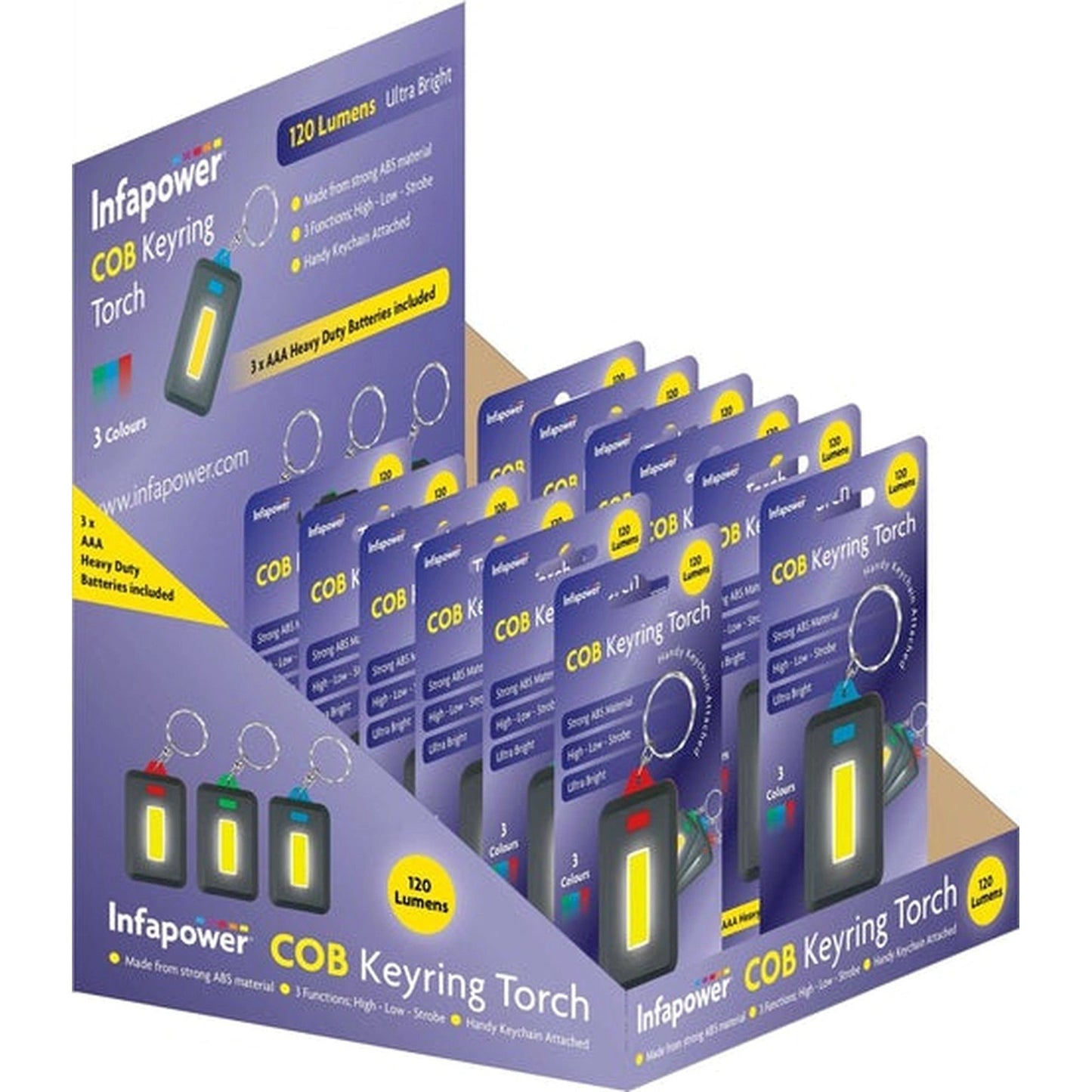 infapower cob keyring light F064 x10 pcs Display Box by Infapower