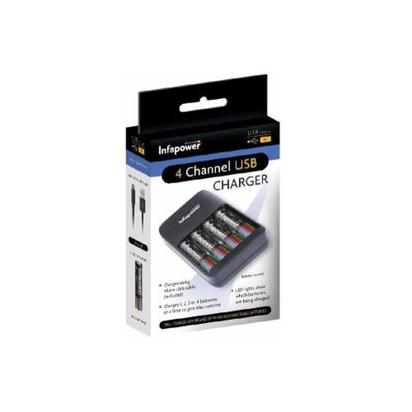 Batteries Charger USB with 4 X AA 1300Mah Batt. by Infapower