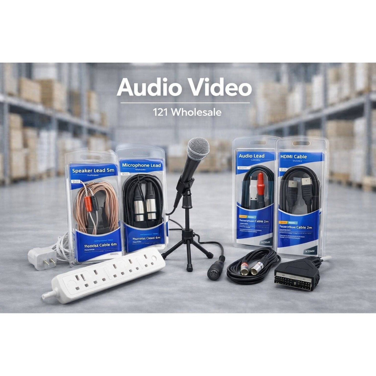 Audio and video products including headphones, radio, and speakers on a white background with brand names displayed.