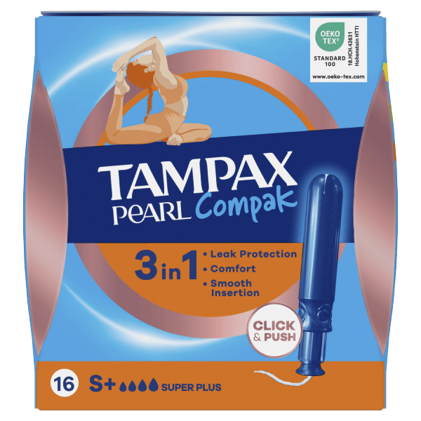 Tampax Pearl Compak 3 in 1 Applicator Tampons 16's Regular/Super/Super Plus (4 Pack)