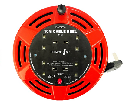 Cable Reel Lead 4 Socket Heavy Duty  Extension Power Plus