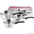 Casserole set with lids, 5-piece (18–26 cm), Prima stainless steel cookware with glass lids