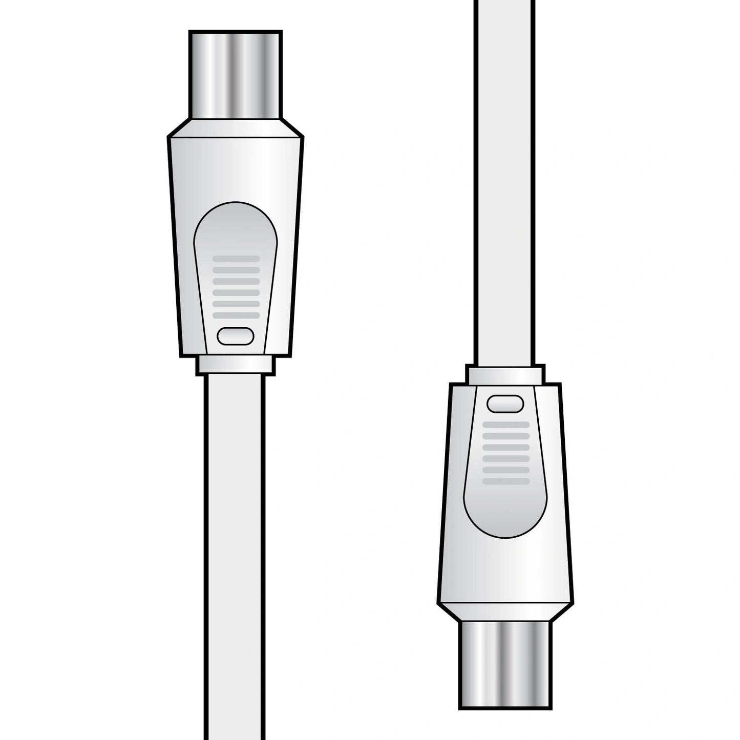 Male Plug to Male Plug Coaxial Lead by Power Plus, silver connectors
