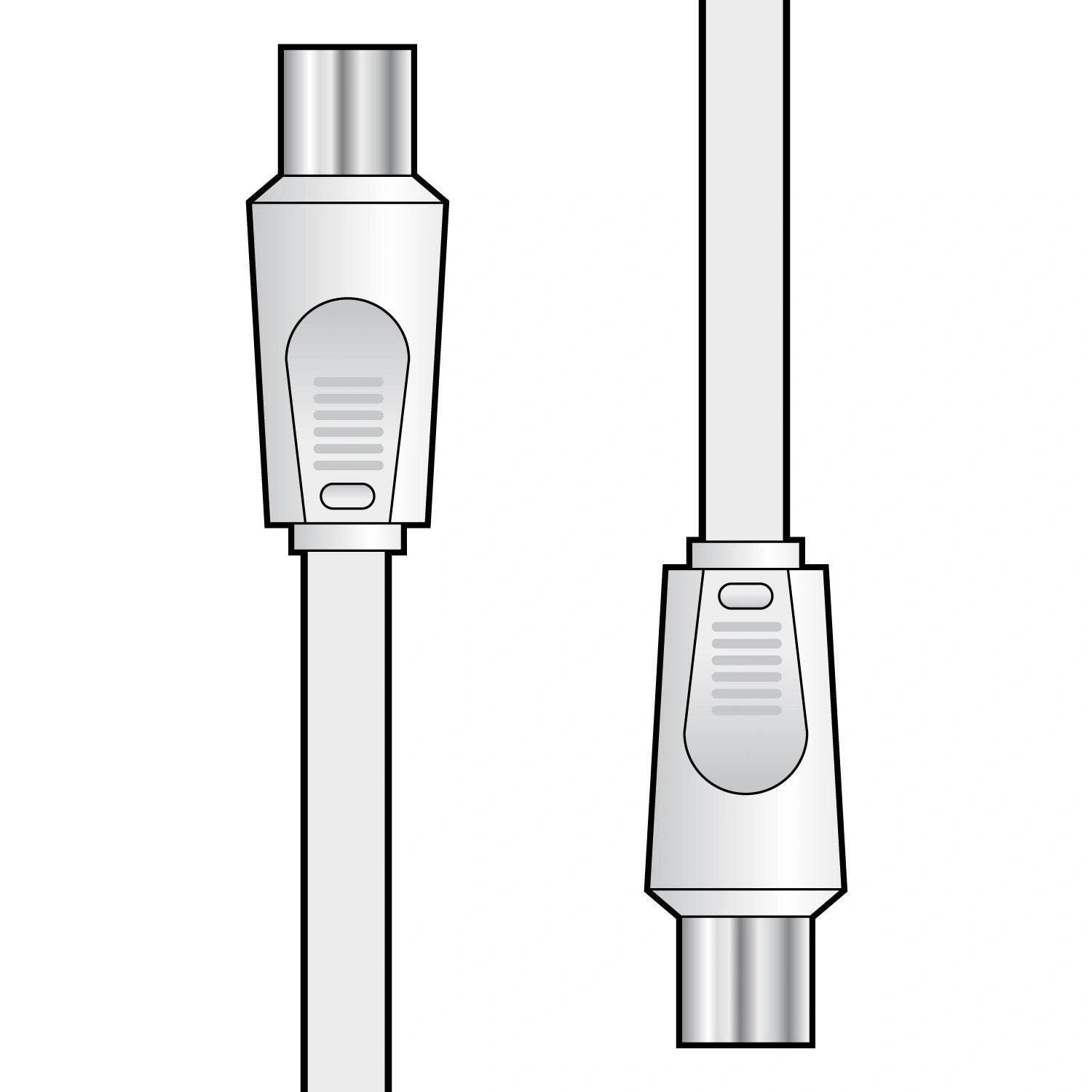 Male Plug to Male Plug Coaxial Lead by Power Plus, silver connectors