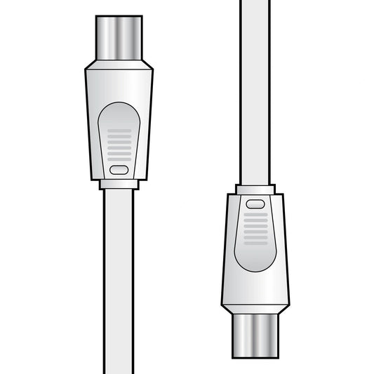 Male Plug to Male Plug Coaxial Lead by Power Plus, silver connectors