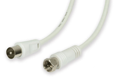 Power Plus coaxial lead, white cable, male plug to female socket