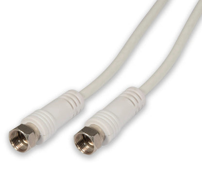 Power Plus F plug to F plug coaxial leads, 2 m white cables (set of 2)