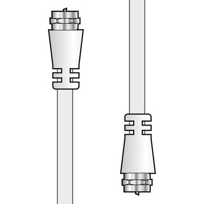 Coaxial lead with F plug to F plug connectors on grey cable; dual ends.