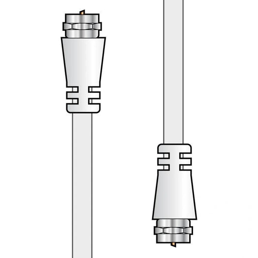 Coaxial lead with F plug to F plug connectors on grey cable; dual ends.