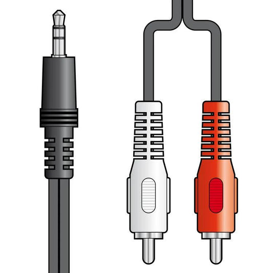 3.5mm Stereo Plug to 2 x RCA Plugs Lead Black 112.068UK by SkyTronic