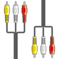 av:Link 3x RCA to 3x RCA leads with yellow, white and red connectors on black cables