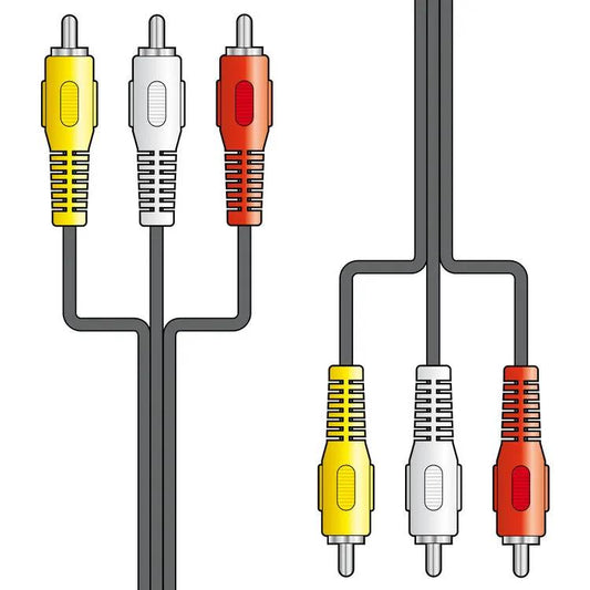 av:Link 3x RCA to 3x RCA leads with yellow, white and red connectors on black cables
