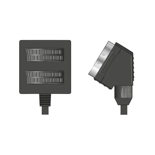 SkyTronic SCART splitter cable: one male SCART plug to two female SCART sockets, black