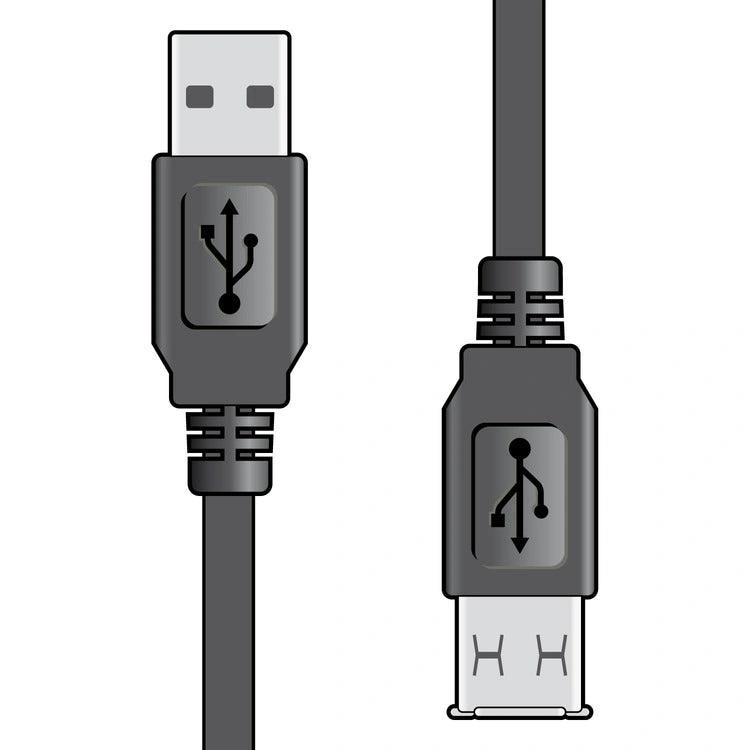 USB A to USB A male-to-male lead, 2m, black cable.