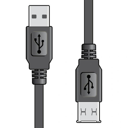 USB A to USB A male-to-male lead, 2m, black cable.