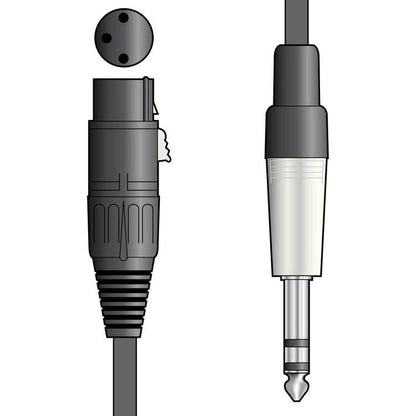 av:Link XLRF to 6.3mm mono jack lead; black XLR connector and silver plug