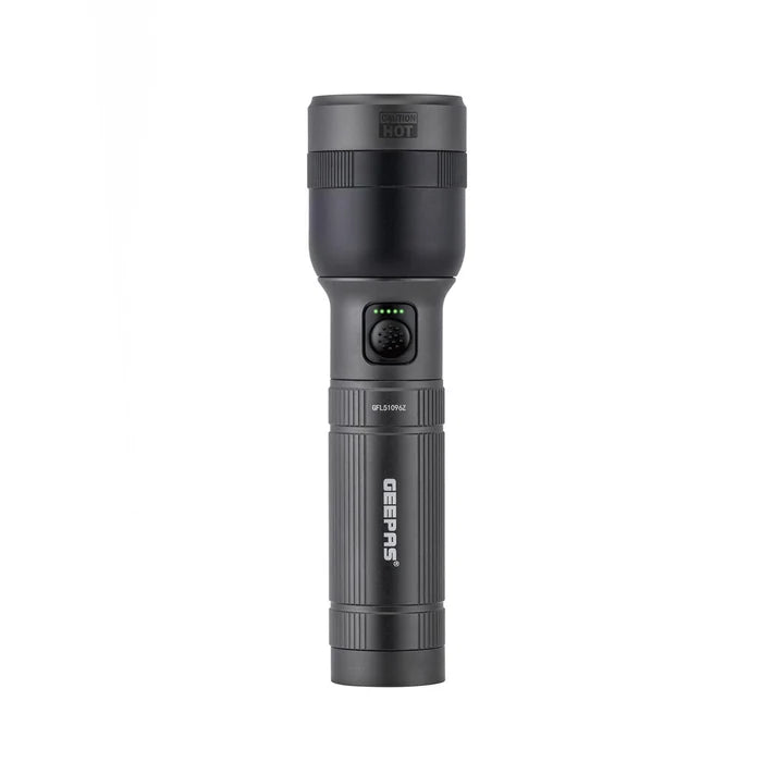Torch Rechargeable Zoomable Long Range - 30W LED Flashlight 2000 Lumen Super Bright Powerful 4000mAh Battery GFL51096UK Geepas