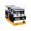 Emergency poncho with hood, adult size, 24-pack display box by Milestone; one size fits all, shown packaging