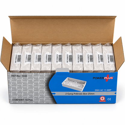2 Twin Gang Double Surface Mount Back Box 10 Pack Power Plus