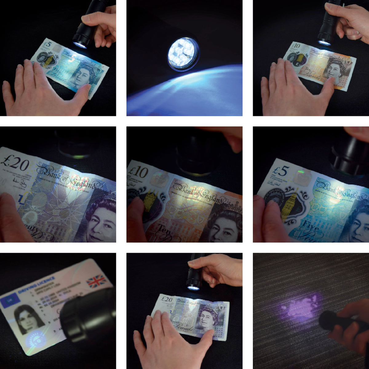 9 LED UV Torch / Bank Note Checker Mercury