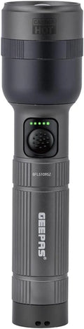 Torch Rechargeable 20W Long Range - Zoomable LED Flashlight 1500 Lumen Super Bright Powerful 3000mAh Battery Geepas