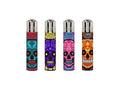 Clipper lighters with Marked Skulls designs, colorful skulls, 4-pack