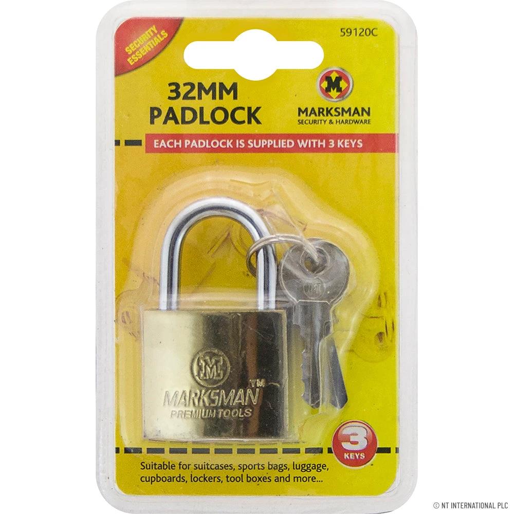 Pad-Lock Brass 32mm (12) by Marksman