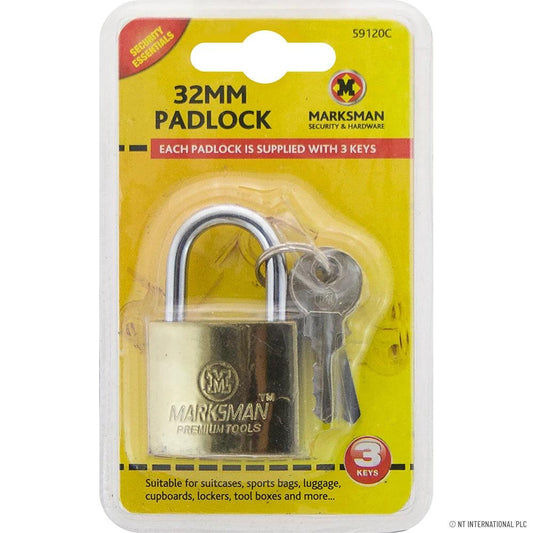 Pad-Lock Brass 32mm (12) by Marksman