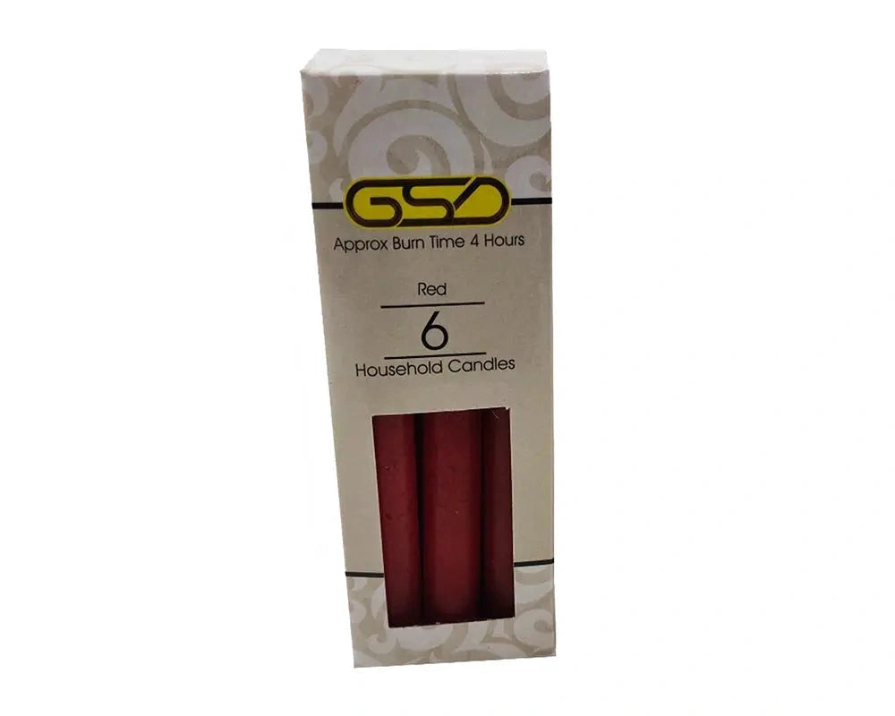 Household Birthday Candles by GSD, red, 6 candles in box