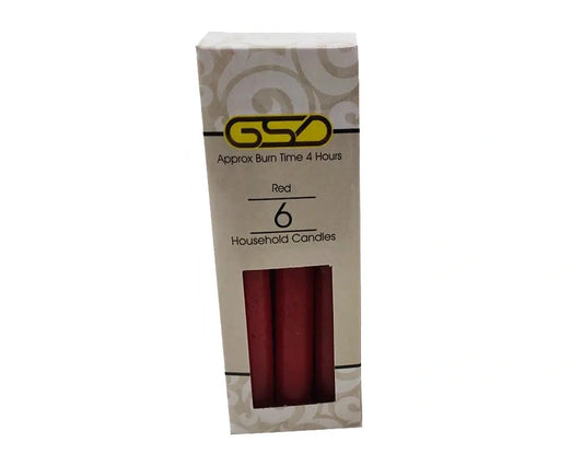 Household Birthday Candles by GSD, red, 6 candles in box