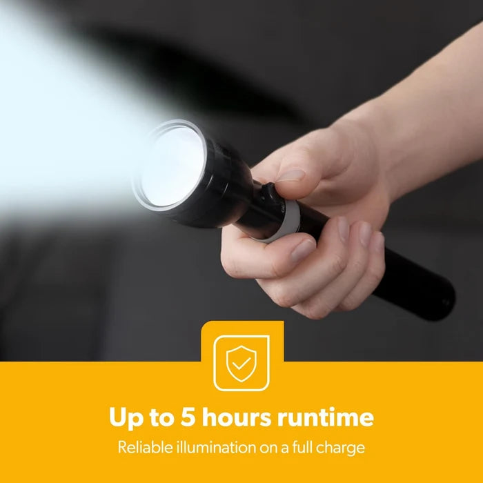 Torch Rechargeable 7W T6 LED - 6000mAh Super Bright Lightweight Long Battery Life Flashlight Geepas