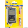Marksman digital luggage scale with 40 kg capacity; black handheld unit, batteries included.