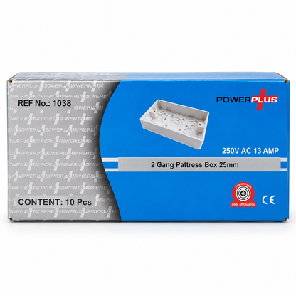2 Twin Gang Double Surface Mount Back Box 10 Pack Power Plus