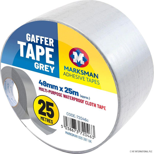 Gaffer cloth tape roll by Marksman in grey, 48mm x 25m adhesive tape